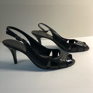 Bandolino Women's Heeled Shoes Slingback Black Leather Pumps Size 7.5